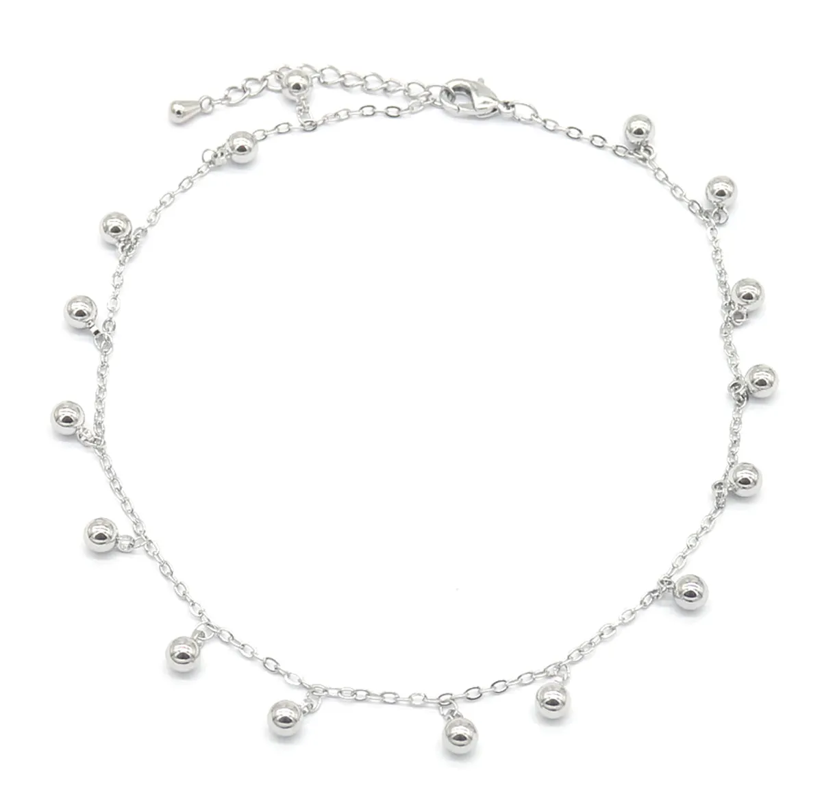 White Gold Ball Bead Anklet