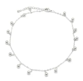 White Gold Ball Bead Anklet