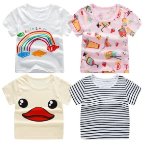 Summer Short Sleeve Cartoon Print T-shirt