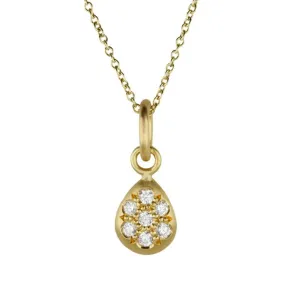 20K Gold Pave Diamond Teardrop Pendant