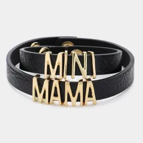 2PCS MINI MAMA Message Faux Leather Snap Bracelets Set