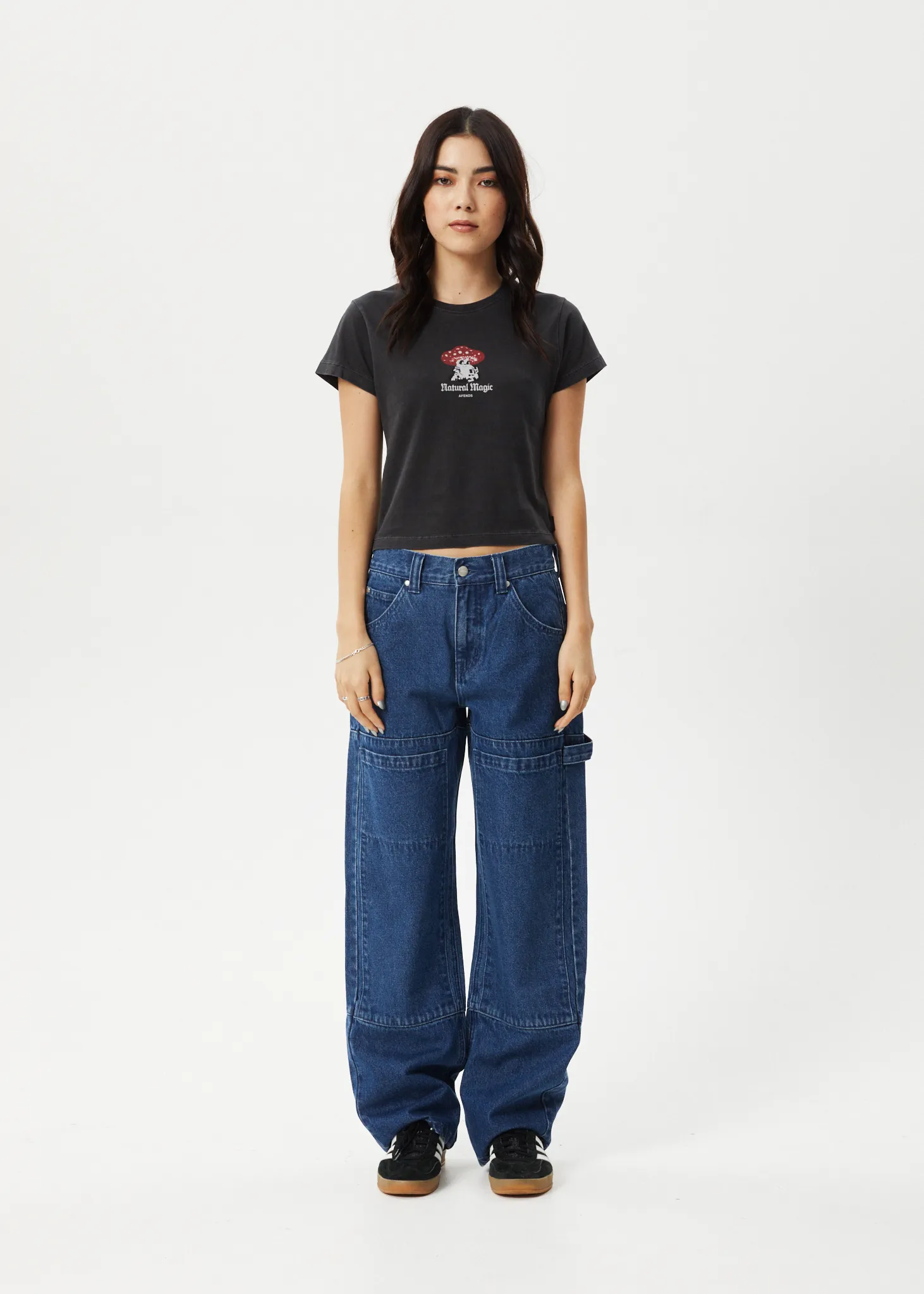 AFENDS Womens Magic - Baby Tee - Stone Black