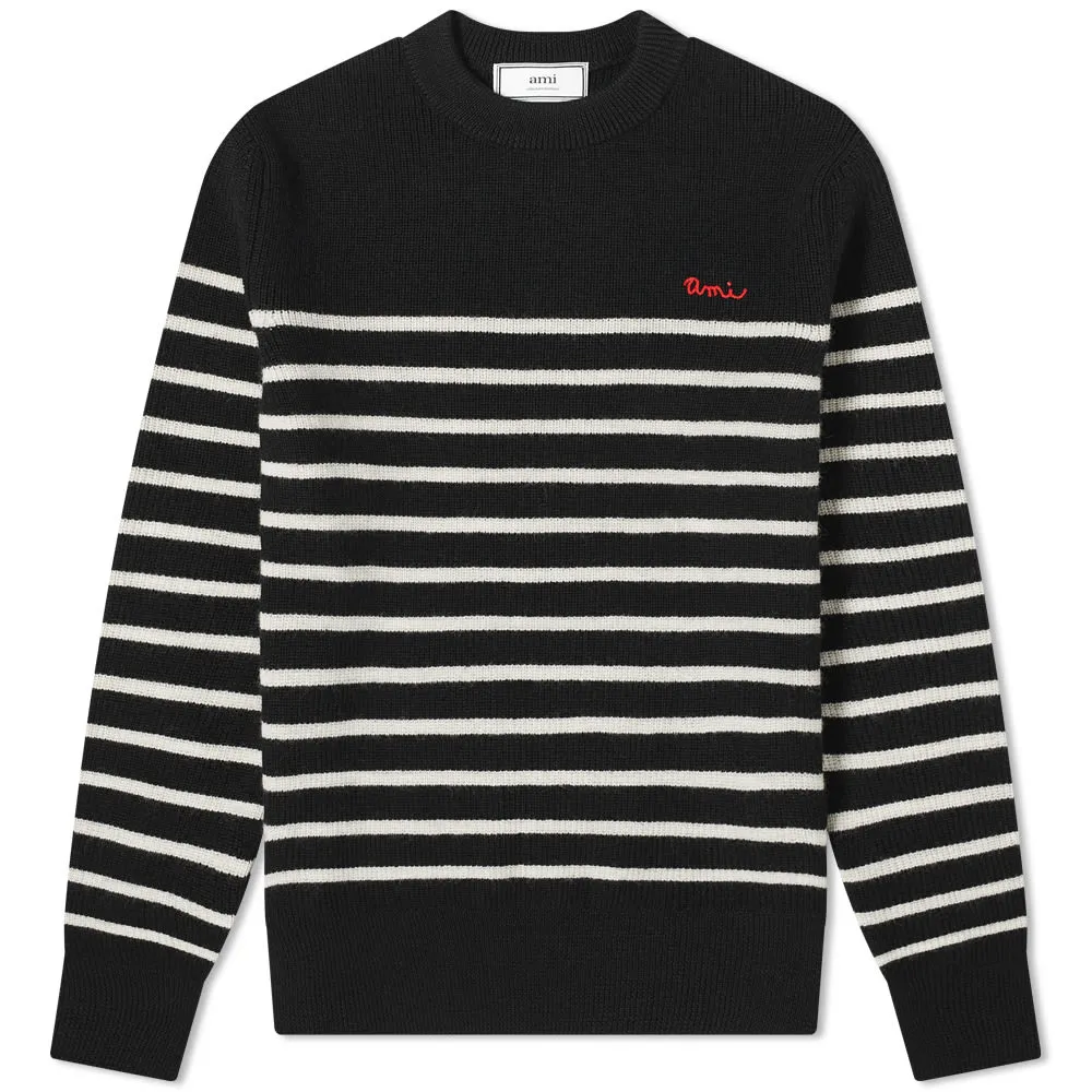 AMI Striped KnitBlack White