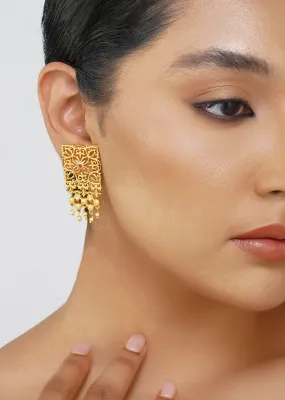 Antique Gold Eternal Enigma Stud Earrings With Zircon Accents