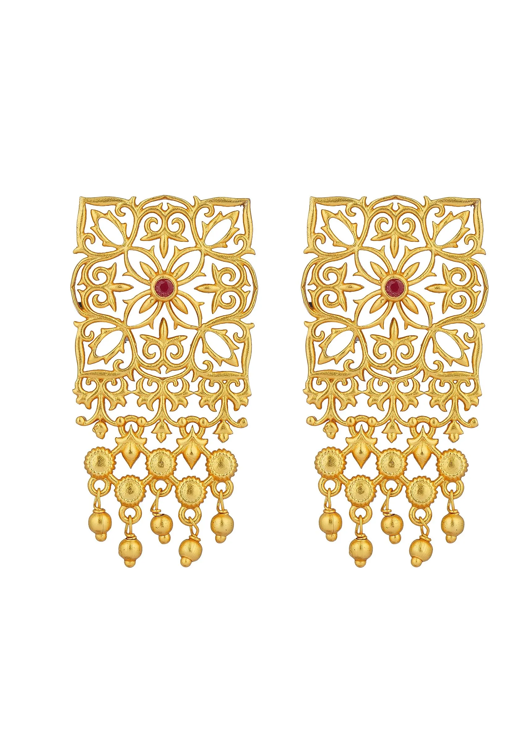 Antique Gold Eternal Enigma Stud Earrings With Zircon Accents