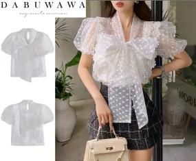 Chiffon Lace Puff Sleeves Blouse