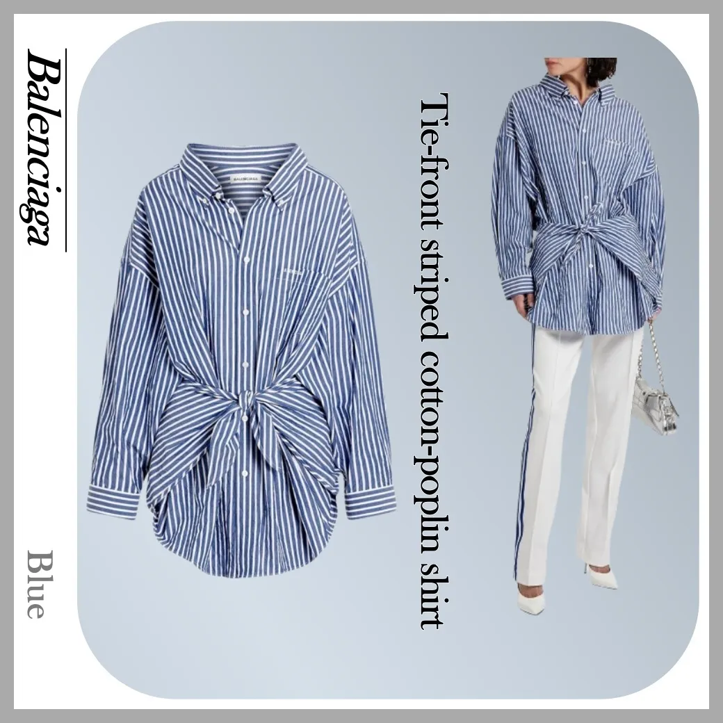 Cotton Long Sleeves with Stripes for Casual Street Style by BALENCIAGA