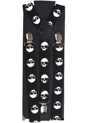 Slim Braces for Men in Black with a Skull design by Banned