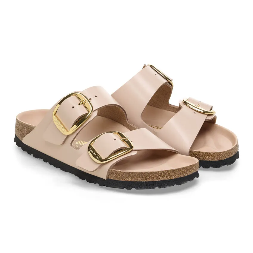 Natural Patent Leather Arizona Big Buckle Sandals for Women by Birkenstock