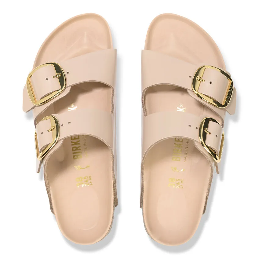 Natural Patent Leather Arizona Big Buckle Sandals for Women by Birkenstock