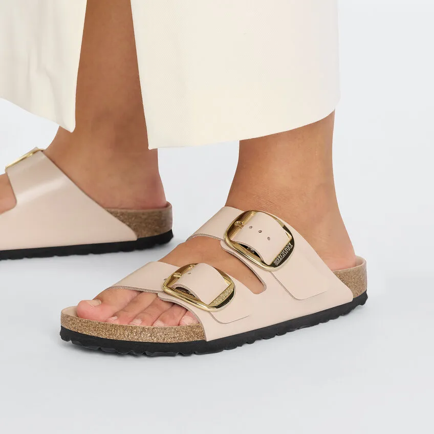 Natural Patent Leather Arizona Big Buckle Sandals for Women by Birkenstock