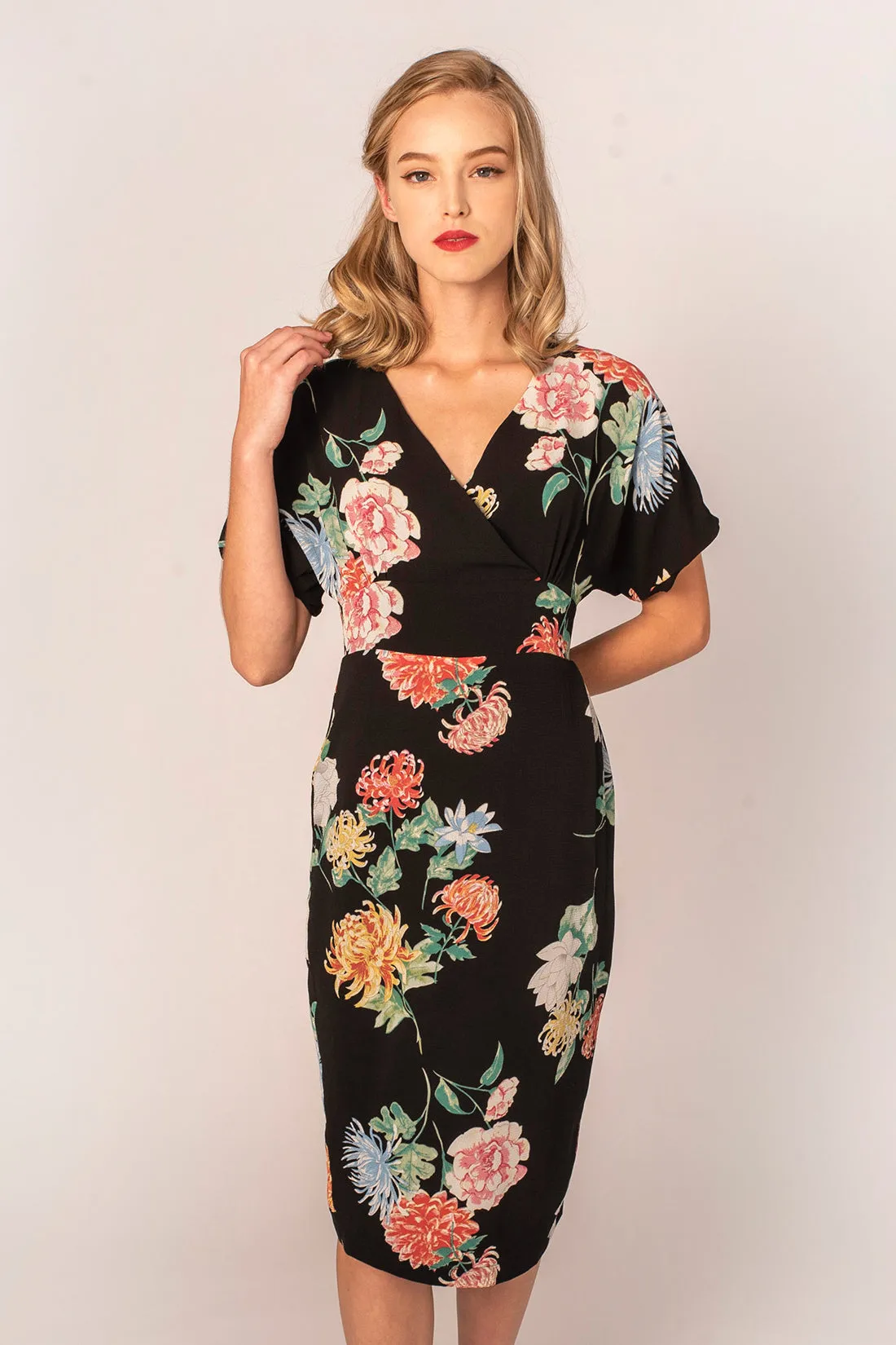 Black & Green Floral Dress Jill