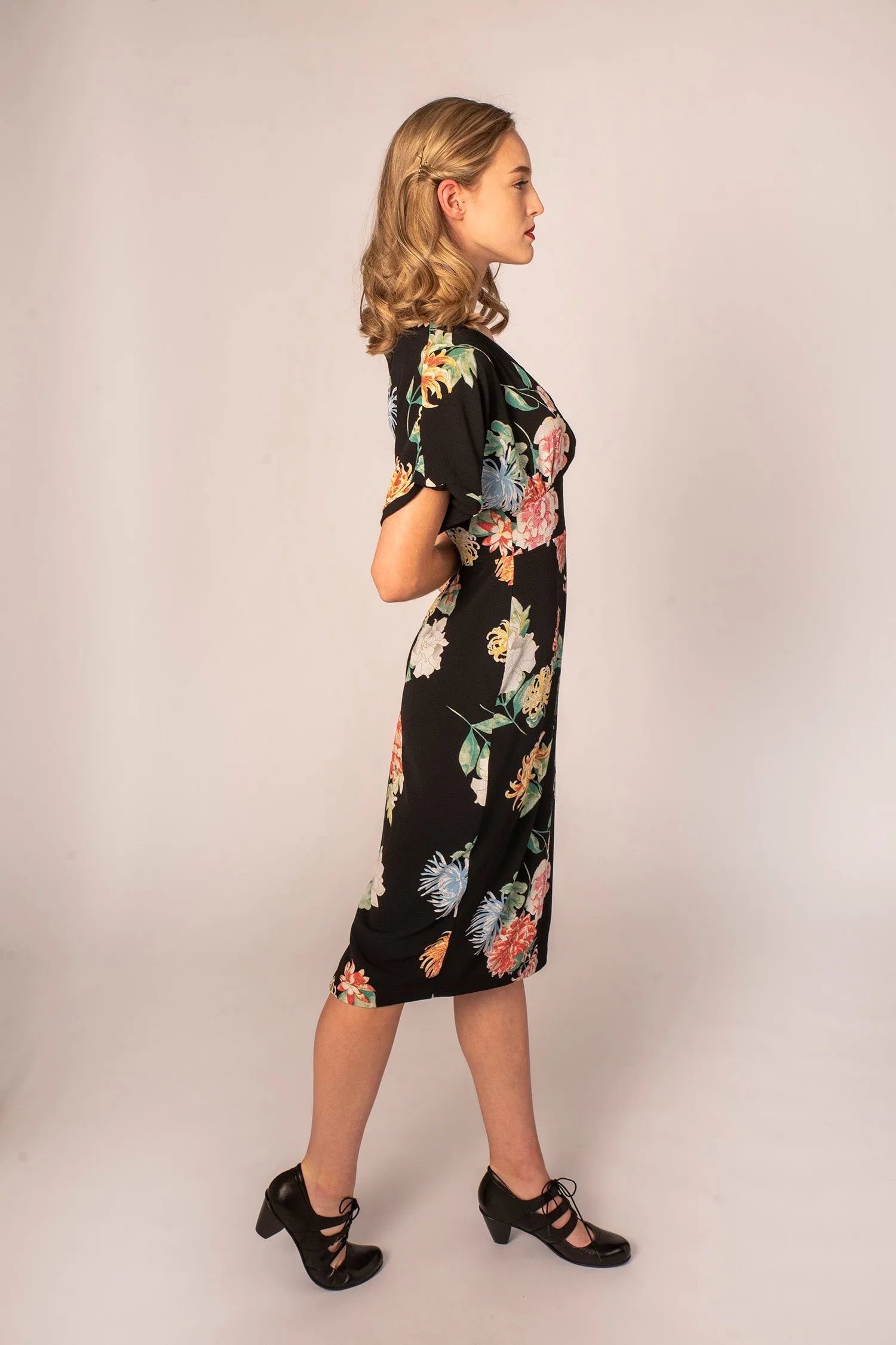 Black & Green Floral Dress Jill