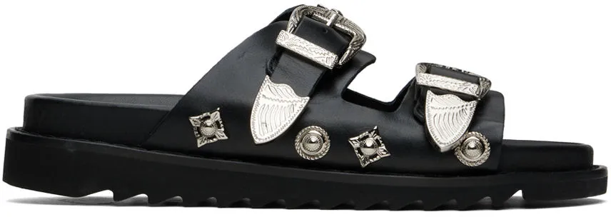 Black Buckle Sandals by Toga Pulla, Exclusive to SSENSE