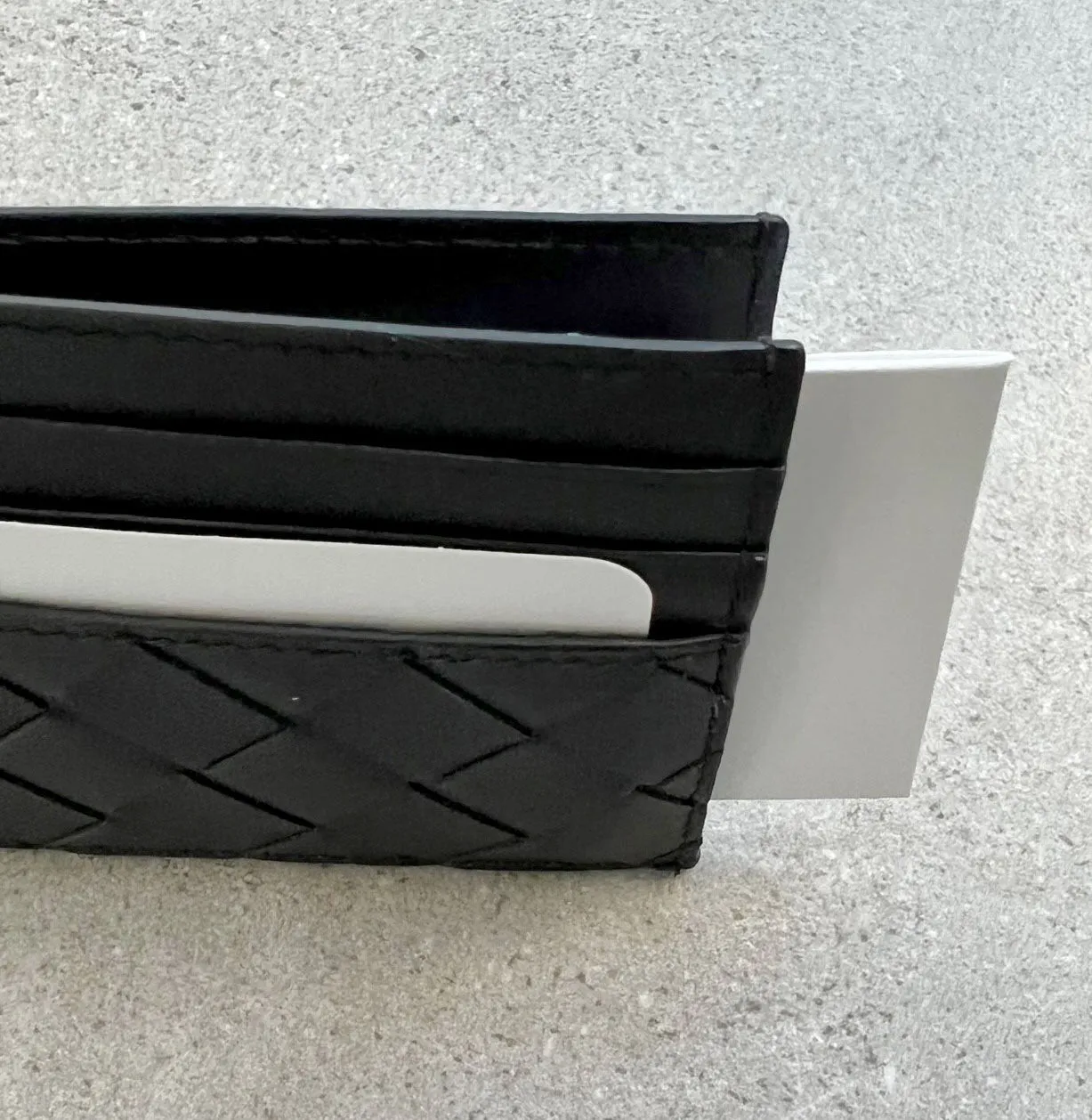 Intrecciato Black Flat Open Card Holder