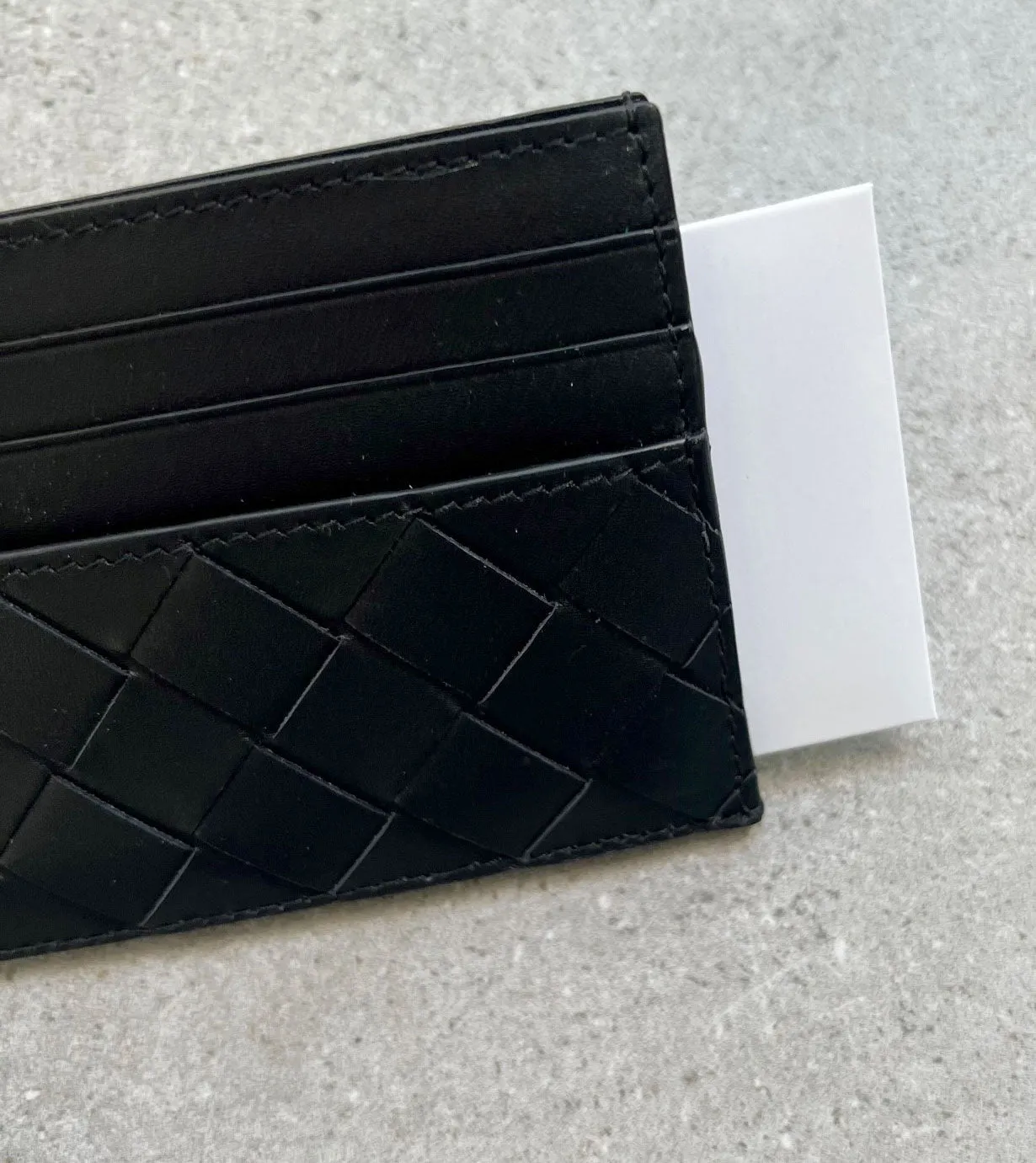 Intrecciato Black Flat Open Card Holder