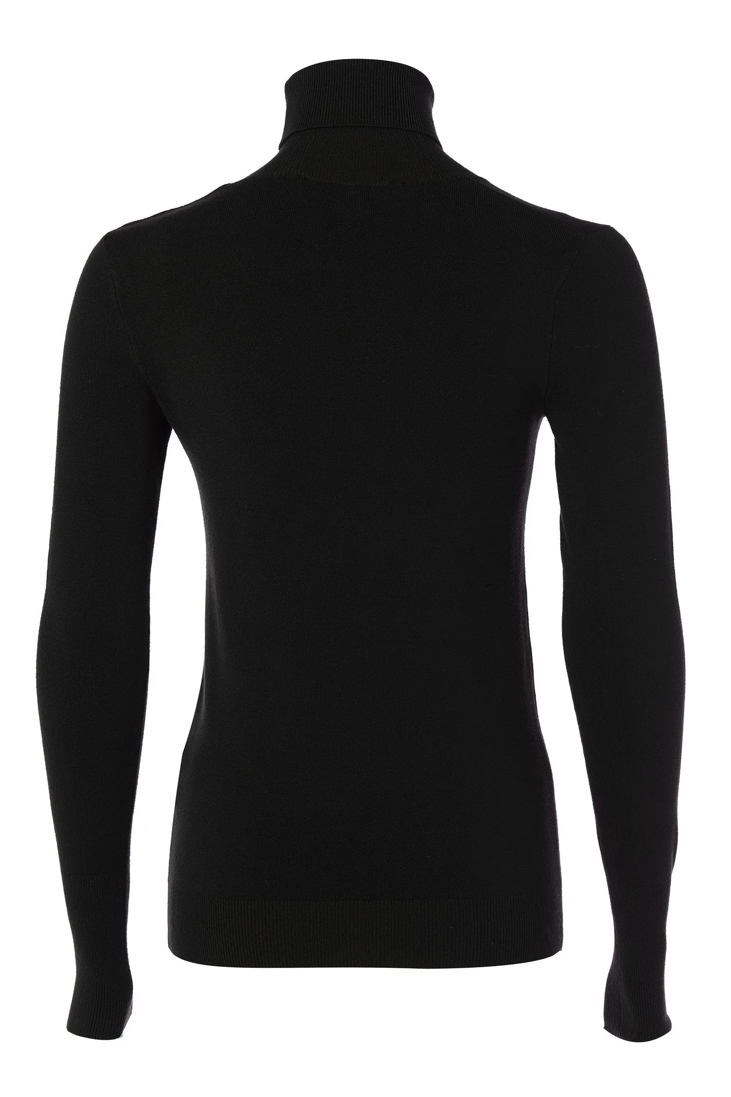 Black Buttoned Roll Neck Knit Jumper