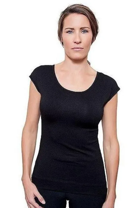 Black Cap Sleeve Half-Tee in Full Length