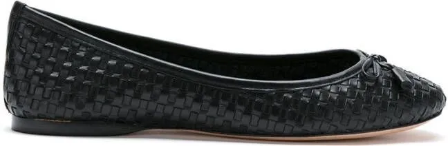 Sarah Chofakian Black Leather Woven Flats