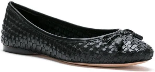 Sarah Chofakian Black Leather Woven Flats