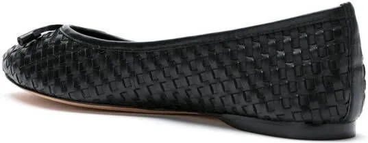 Sarah Chofakian Black Leather Woven Flats