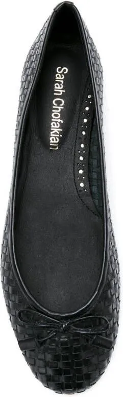 Sarah Chofakian Black Leather Woven Flats