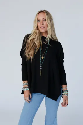 Black Rosemary Contrast Long Sleeve Top