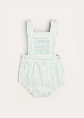 Green Striped Smocked Detail Dungaree Romper (3-18mths)