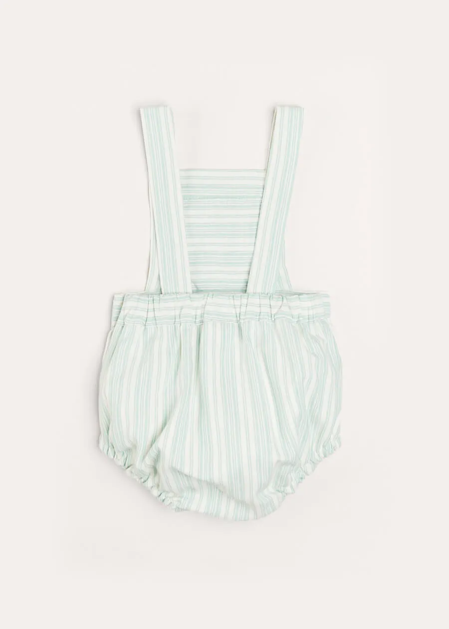 Green Striped Smocked Detail Dungaree Romper (3-18mths)