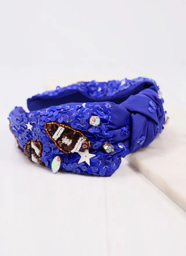 Blue Football Sequin Headband