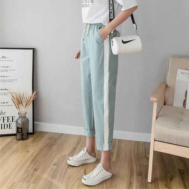 Breathable Cotton Linen Ankle Pants