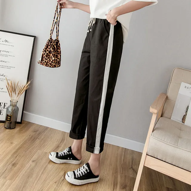 Breathable Cotton Linen Ankle Pants