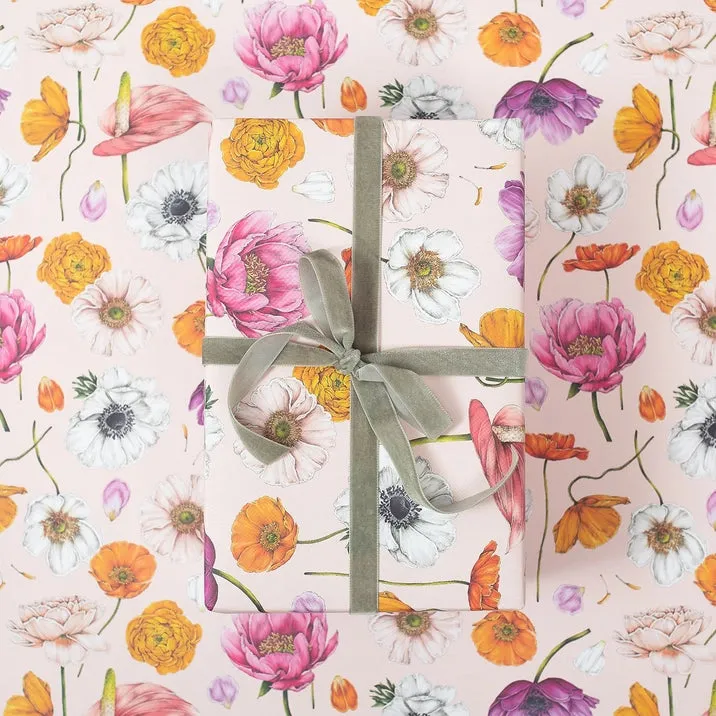 Pink Floral Gift Wrap