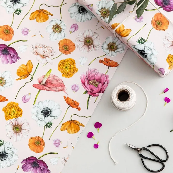 Pink Floral Gift Wrap