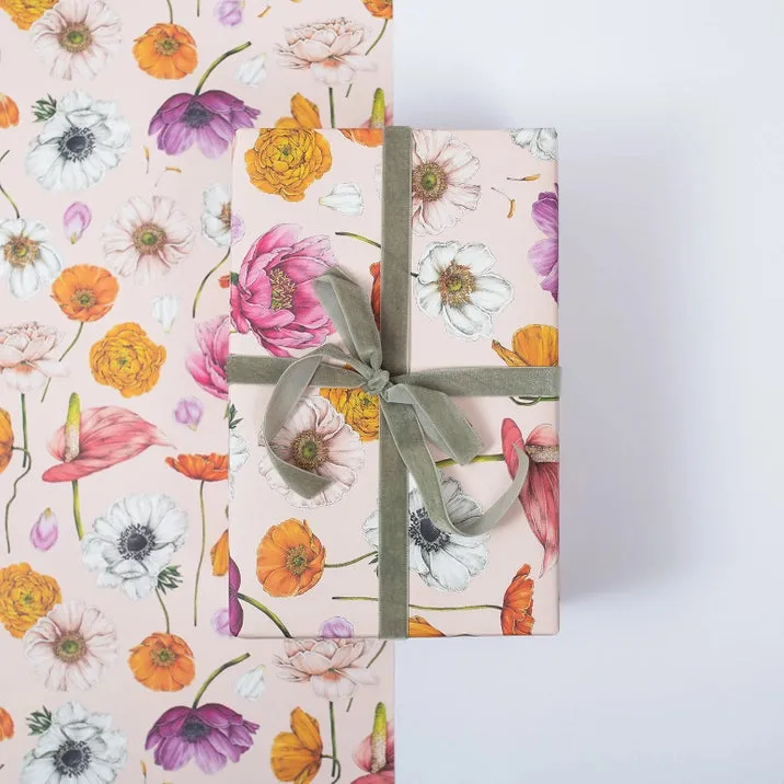 Pink Floral Gift Wrap