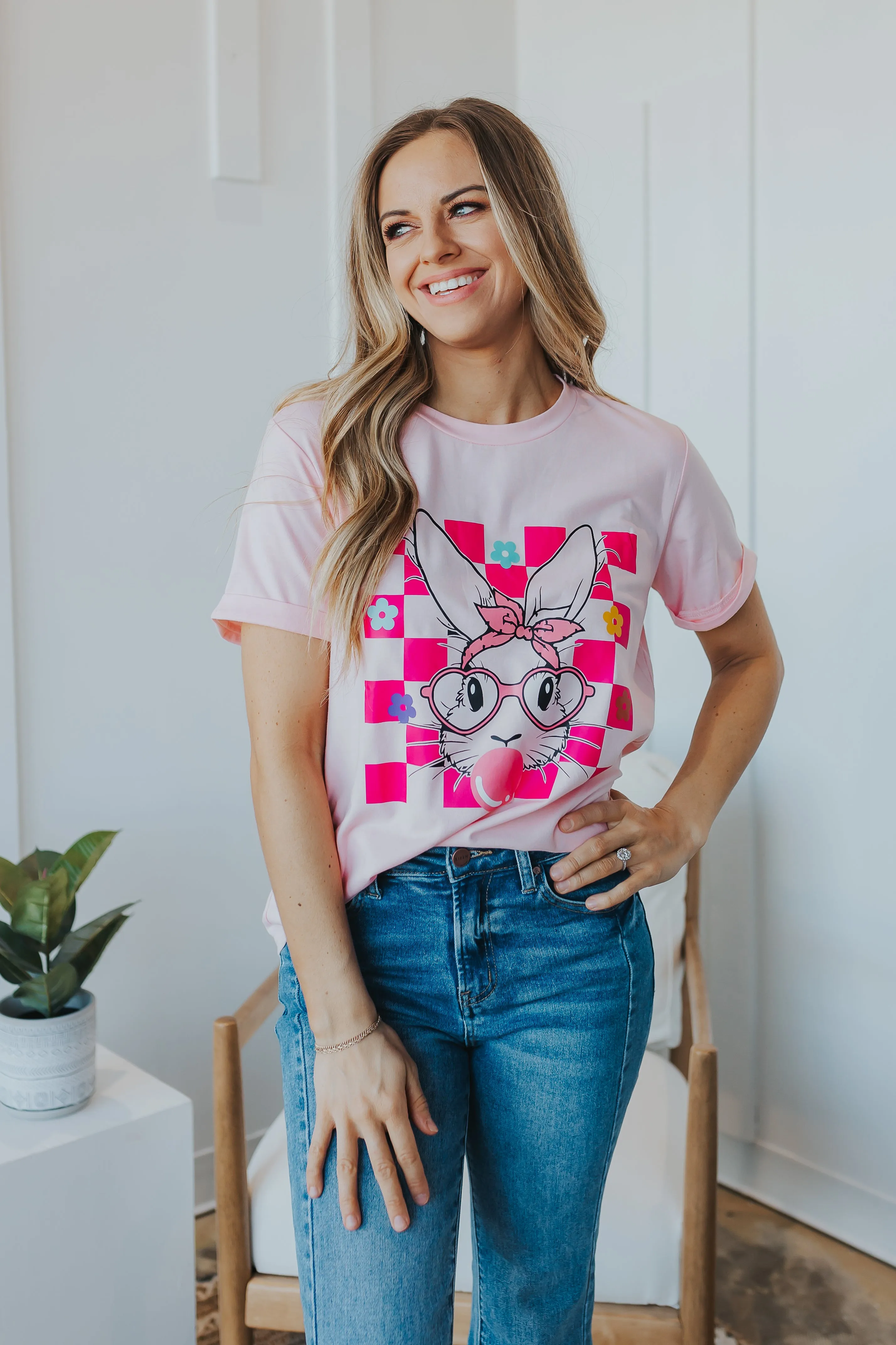 Graphic Tee with Bubble Bunny Design - Available in 2 Styles