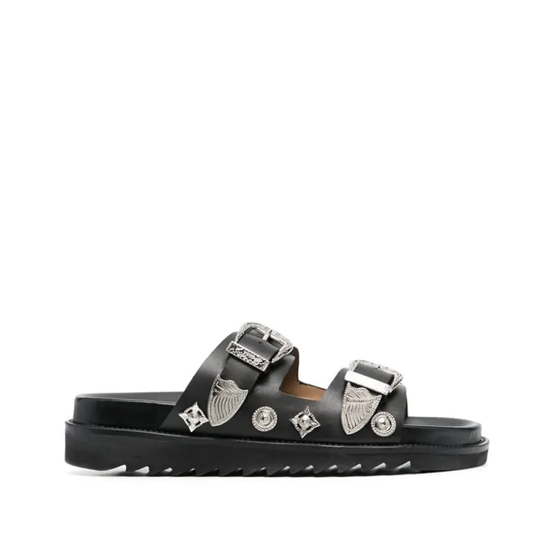 Black Buckle Sandals