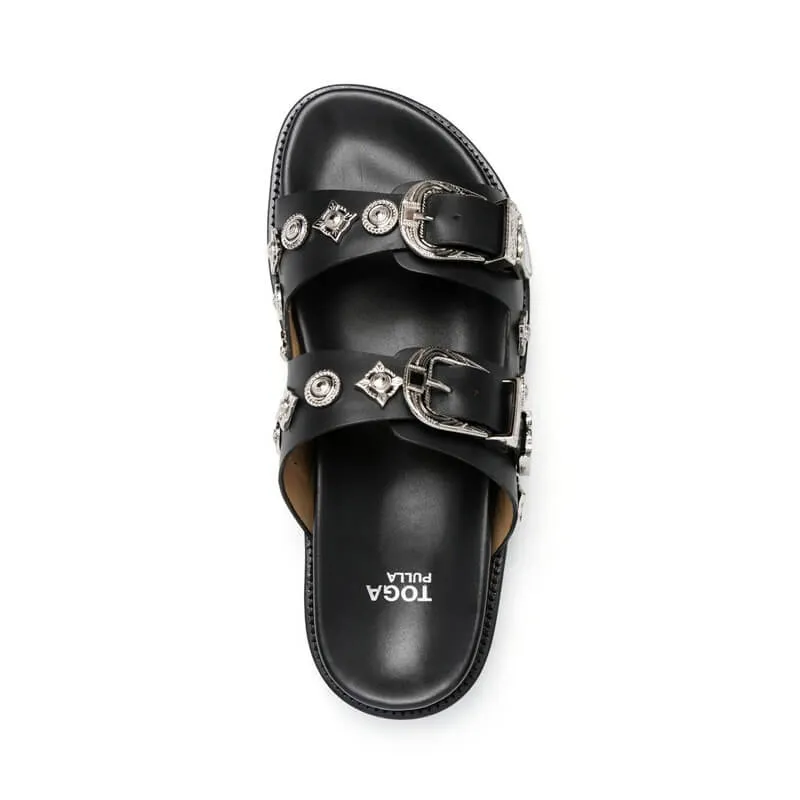 Black Buckle Sandals