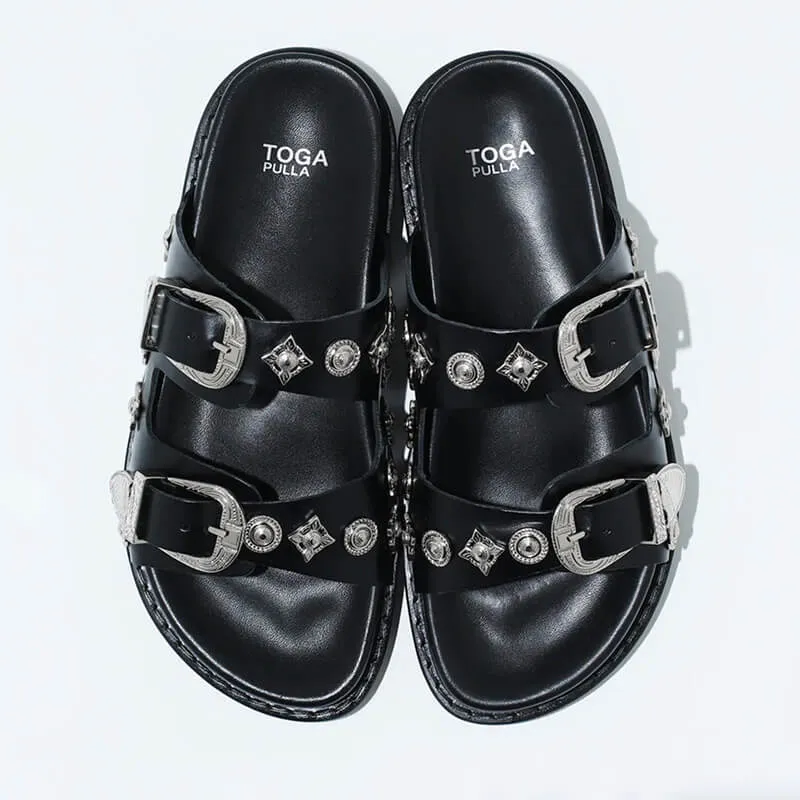 Black Buckle Sandals