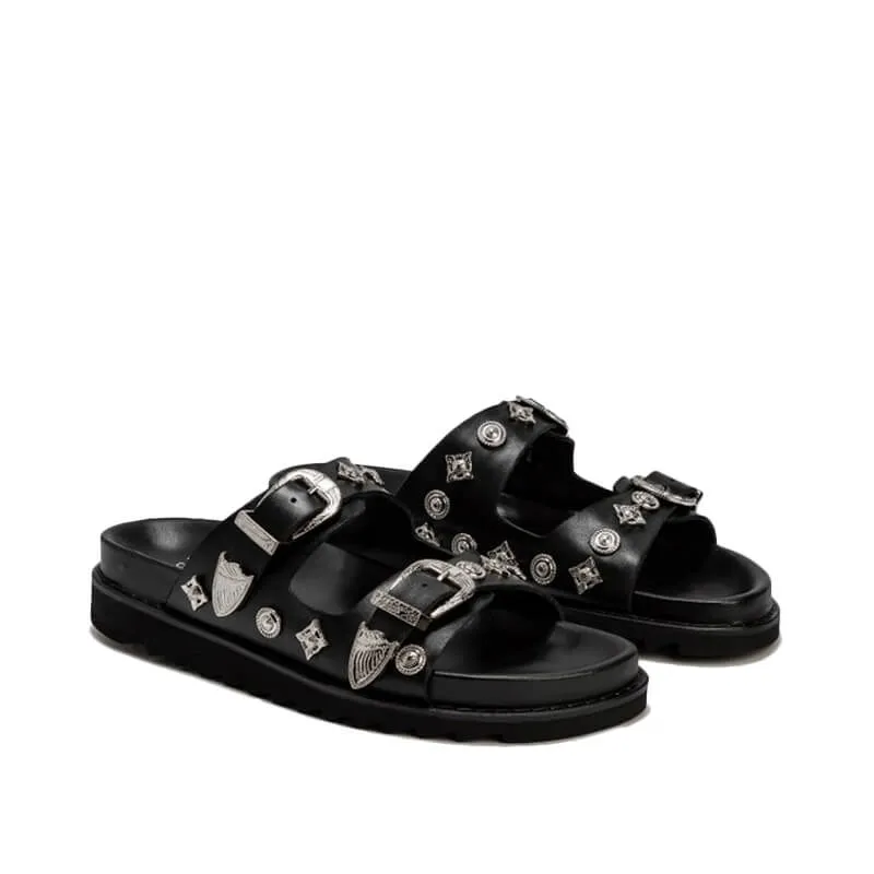 Black Buckle Sandals