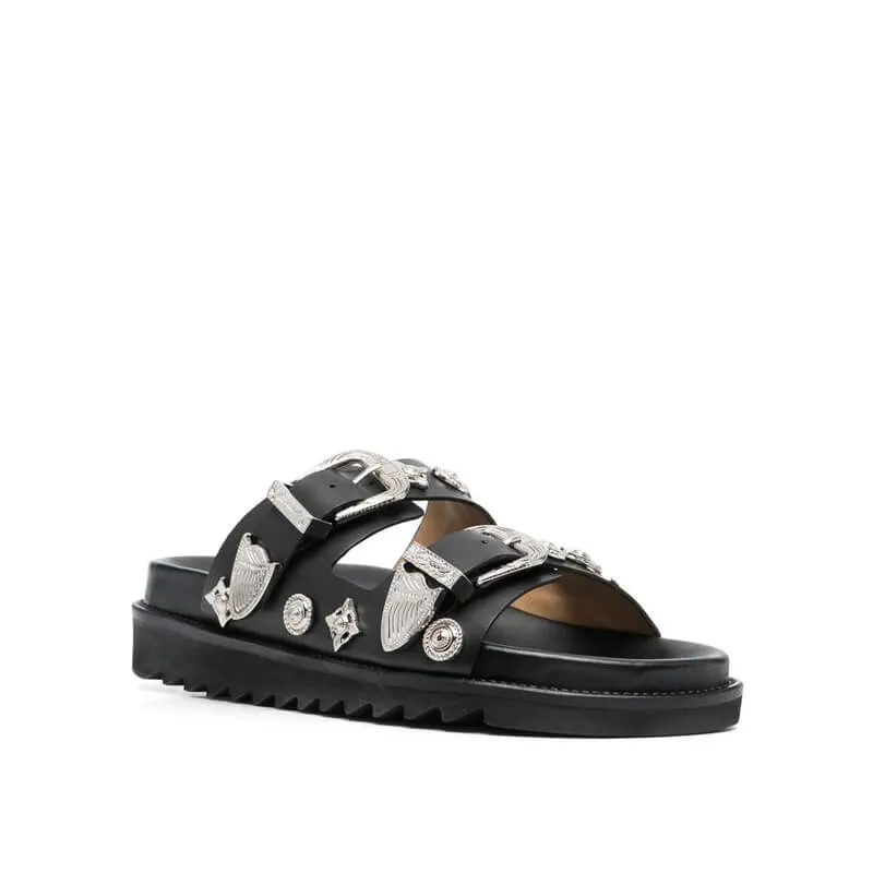 Black Buckle Sandals