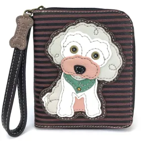 Burgundy Stripe Poodle Zip Wallet