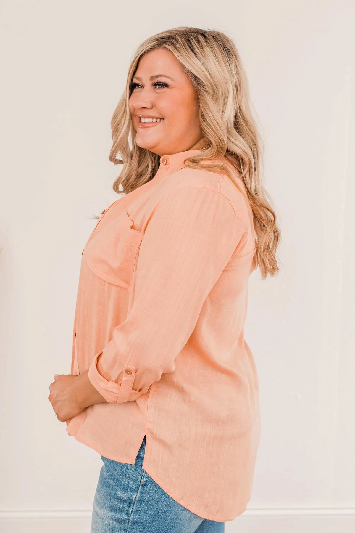 Cantaloupe Love Button Pocket Top