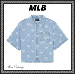 MLB Korea Denim Logo Shirts & Blouses for Casual Street Style