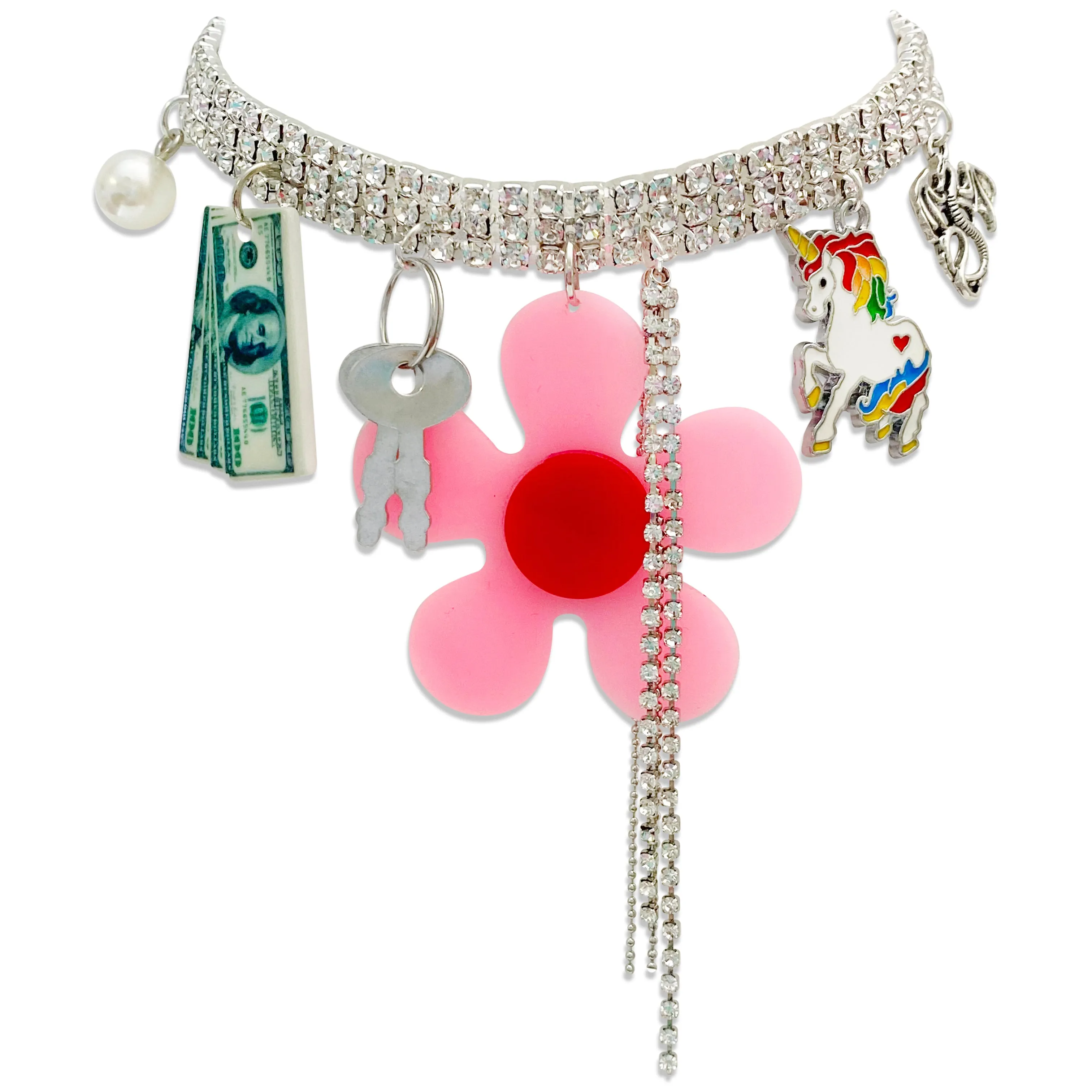 Rhinestone Choker: Pink Fantasy Charm