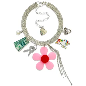 Rhinestone Choker: Pink Fantasy Charm