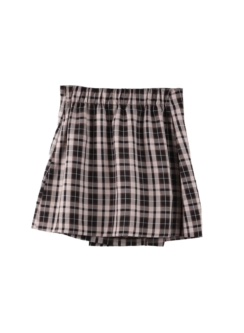 Checker Pattern Buckle Mini Skirt Model OF415