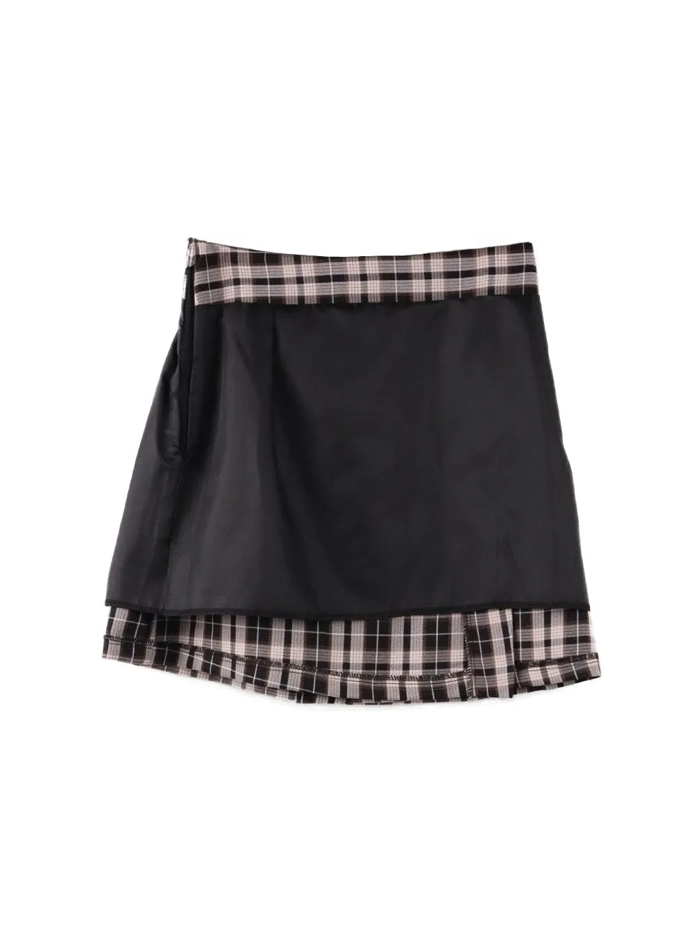 Checker Pattern Buckle Mini Skirt Model OF415