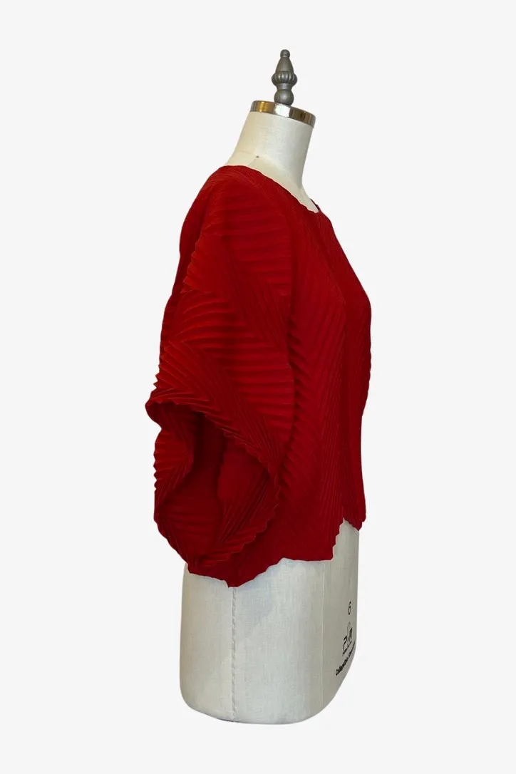 Tomato Chevron Pleated Lisbon Top