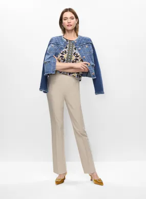 Chic Short Denim Jacket paired with Ankle Length Pants